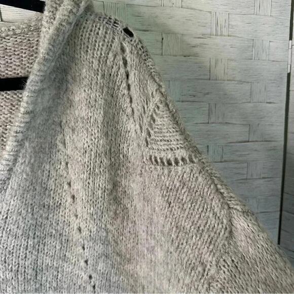 American Eagle Womens Sweater Hoodie light gray winter wool blend layered look - Picture 4 of 10